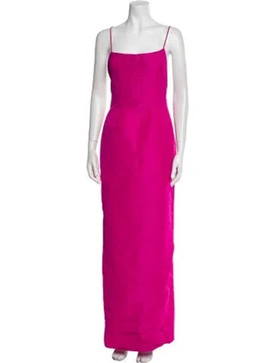 Pre-owned Laquan Smith Square Neckline Long Dress In Pink