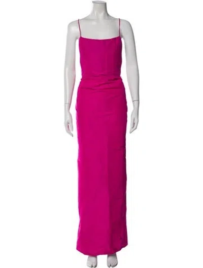 Pre-owned Laquan Smith Square Neckline Long Dress In Pink