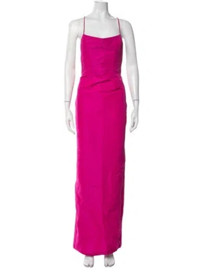 Pre-owned Laquan Smith Square Neckline Long Dress In Pink