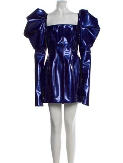 Pre-owned Laquan Smith Square Neckline Mini Dress In Blue