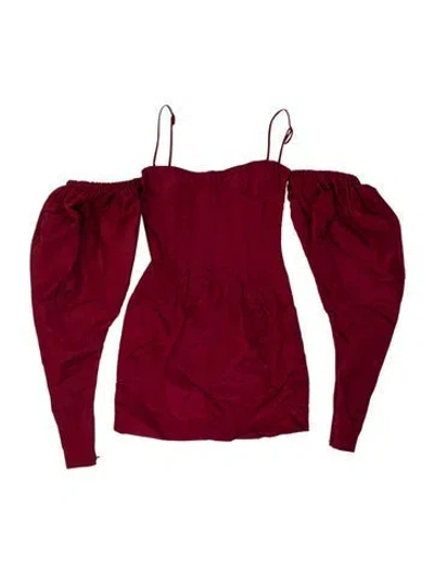 Pre-owned Laquan Smith Square Neckline Mini Dress In Red
