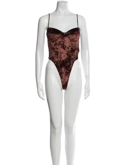 Pre-owned Laquan Smith Square Neckline Sleeveless Bodysuit In Brown