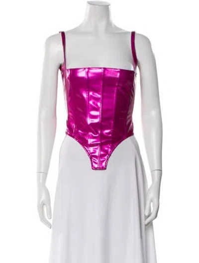 Pre-owned Laquan Smith Square Neckline Sleeveless Bodysuit In Pink