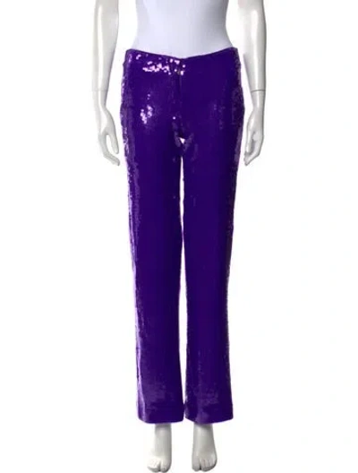 Pre-owned Laquan Smith Straight Leg Pants In Purple