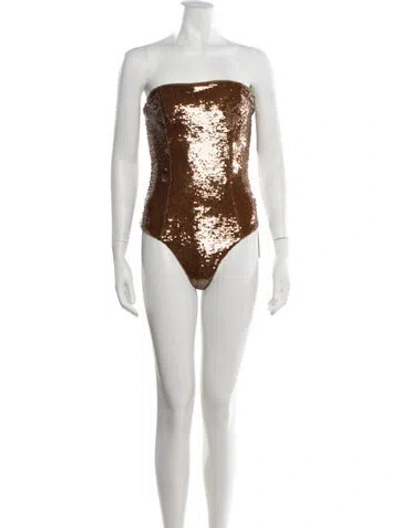 Pre-owned Laquan Smith Strapless Bodysuit W/ Tags In Brown