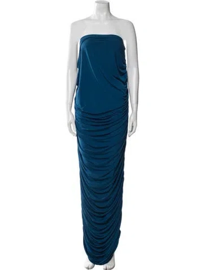 Pre-owned Laquan Smith Strapless Long Dress In Blue