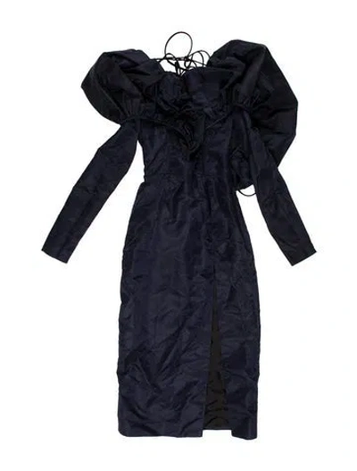 Pre-owned Laquan Smith Strapless Midi Length Dress In Blue