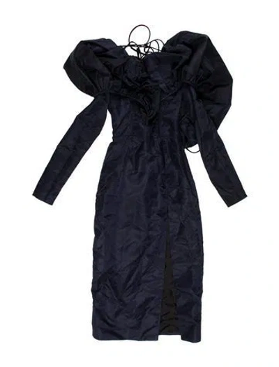 Pre-owned Laquan Smith Strapless Midi Length Dress In Blue