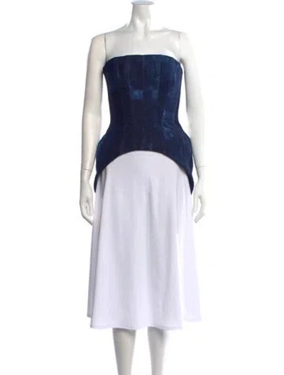 Pre-owned Laquan Smith Strapless Top W/ Tags In Blue