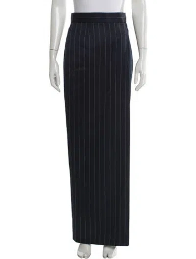 Pre-owned Laquan Smith Striped Long Skirt In Blue