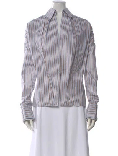 Pre-owned Laquan Smith Striped Long Sleeve Top W/ Tags In White