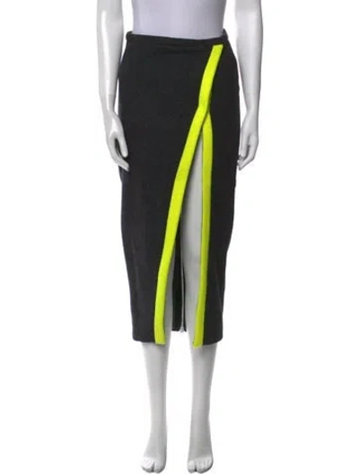 Pre-owned Laquan Smith Striped Midi Length Skirt In Black