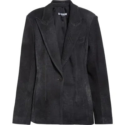 Laquan Smith Suede Tailored Jacket In Black