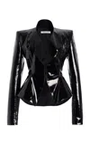 Laquan Smith Tailored Cutout Leather Jacket In Black