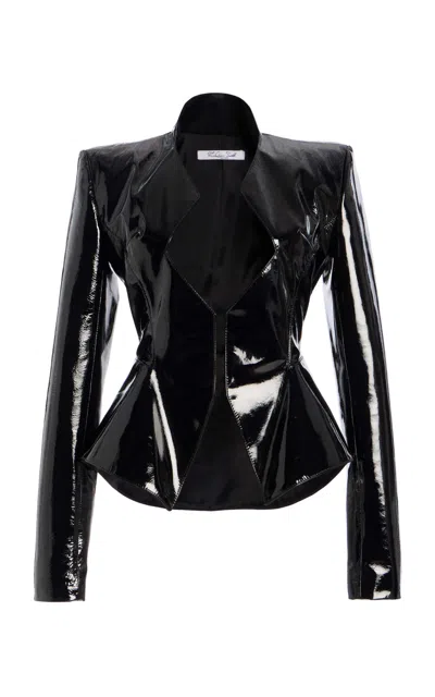 Laquan Smith Tailored Cutout Leather Jacket In Black