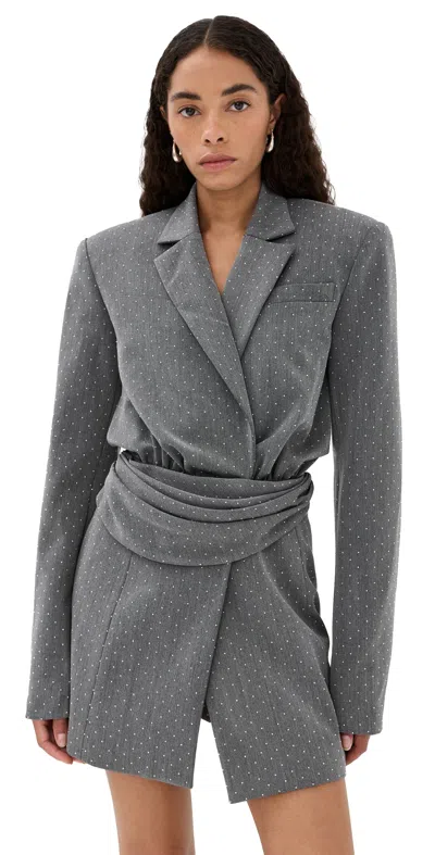 Laquan Smith Tailored Dress With Drape Front Detail Grey In Gray