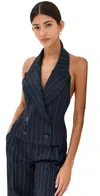 Laquan Smith Pinstripe Tailored Halter Vest In Navy