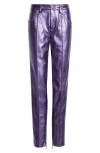 LAQUAN SMITH TAPERED METALLIC LEATHER PANTS