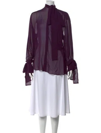 Pre-owned Laquan Smith Tie Neck Long Sleeve Blouse In Multicolor