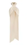 Laquan Smith Tie Neck Silk-coton Halter Top In Neutral