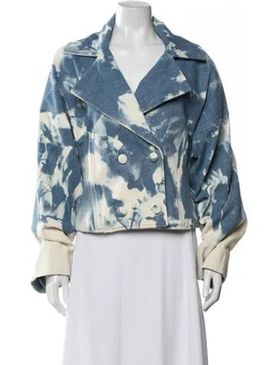 Pre-owned Laquan Smith Tie-dye Print Denim Jacket In Blue