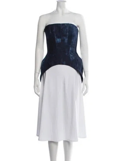 Pre-owned Laquan Smith Tie-dye Print Strapless Top In Blue