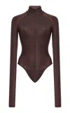 Laquan Smith Top-stitched Bodysuit In Purple