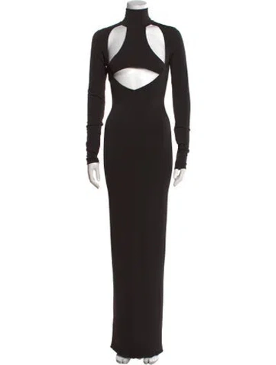 Pre-owned Laquan Smith Turtleneck Long Dress In Black