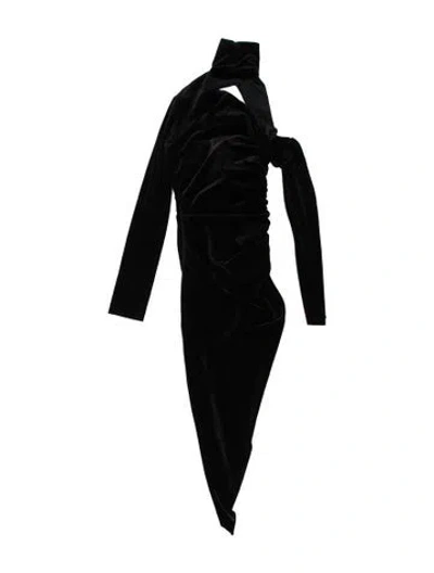 Pre-owned Laquan Smith Turtleneck Long Dress In Black