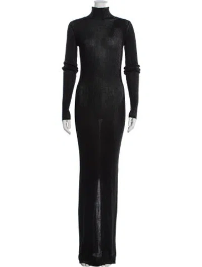 Pre-owned Laquan Smith Turtleneck Long Dress W/ Tags In Black