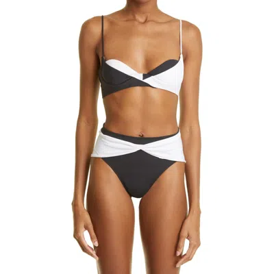 Laquan Smith Two-tone Two-piece Swimsuit In Multi