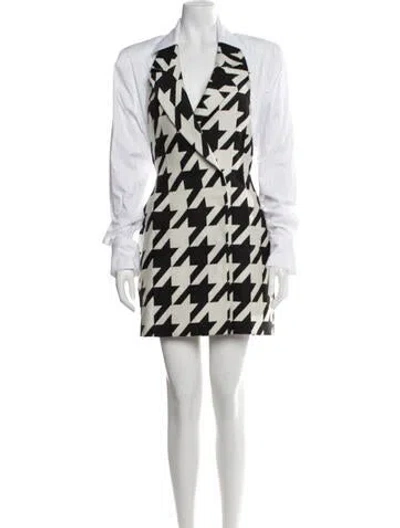 Pre-owned Laquan Smith Virgin Wool Mini Dress W/ Tags In Black/white
