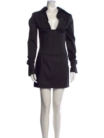 Pre-owned Laquan Smith V-neck Mini Dress In Black