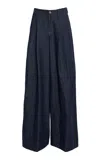Laquan Smith Wide Leg Cotton Pants In Dark Wash