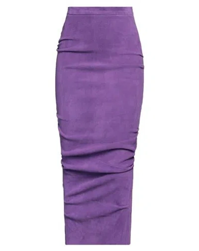 Laquan Smith Woman Maxi Skirt Purple Size S Lambskin