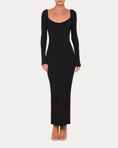 Laquan Smith Women's Asymmetric Ruched Jersey Gown In Black
