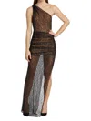 LAQUAN SMITH WOMEN'S BACKLESS SHEER LACE GOWN