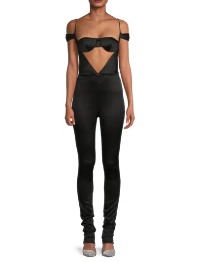 Laquan Smith Women's Cold Shoulder Cutout Jumpsuit In Black