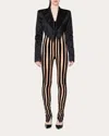 Laquan Smith Women's Cropped Asymmetric Wool Tuxedo Blazer In Black