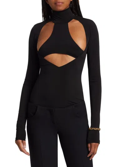 Laquan Smith Cut-out Turtleneck Top In Black