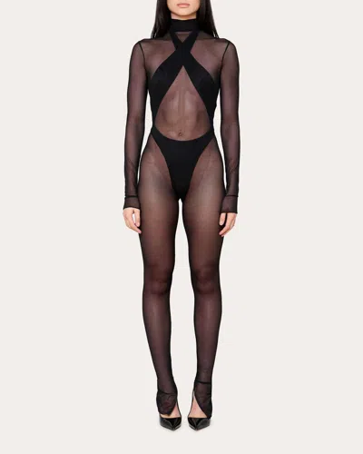 Laquan Smith Women's Cutout Halter Jersey Bodysuit In Black