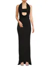 Laquan Smith Women's Cutout Silk Halter Gown In Black