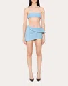 Laquan Smith Women's Draped Double-faced Wool Mini Skirt In Blue