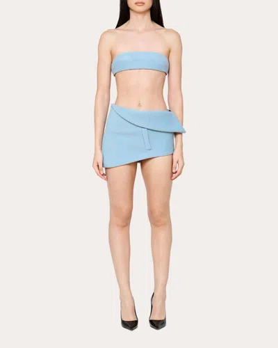 Laquan Smith Women's Draped Double-faced Wool Mini Skirt In Blue