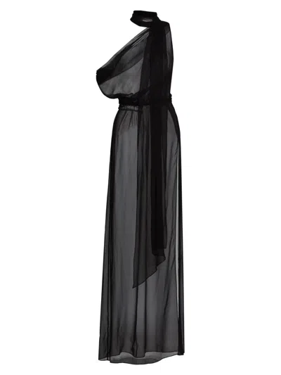 Laquan Smith Women's Draped Scarf Gown In Black