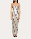Laquan Smith Women's Embellished Croc-embossed Leather Gown In Silver