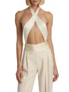 Laquan Smith Women's Halter Cut-out Bodysuit In Ivory