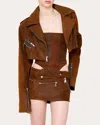 Laquan Smith Women's Leather Bustier Top In Brown