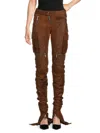 Laquan Smith High-rise Straight Fit Hose Aus Leder In Chocolate