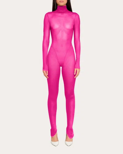 Laquan Smith Women's Mesh Jumpsuit In Pink